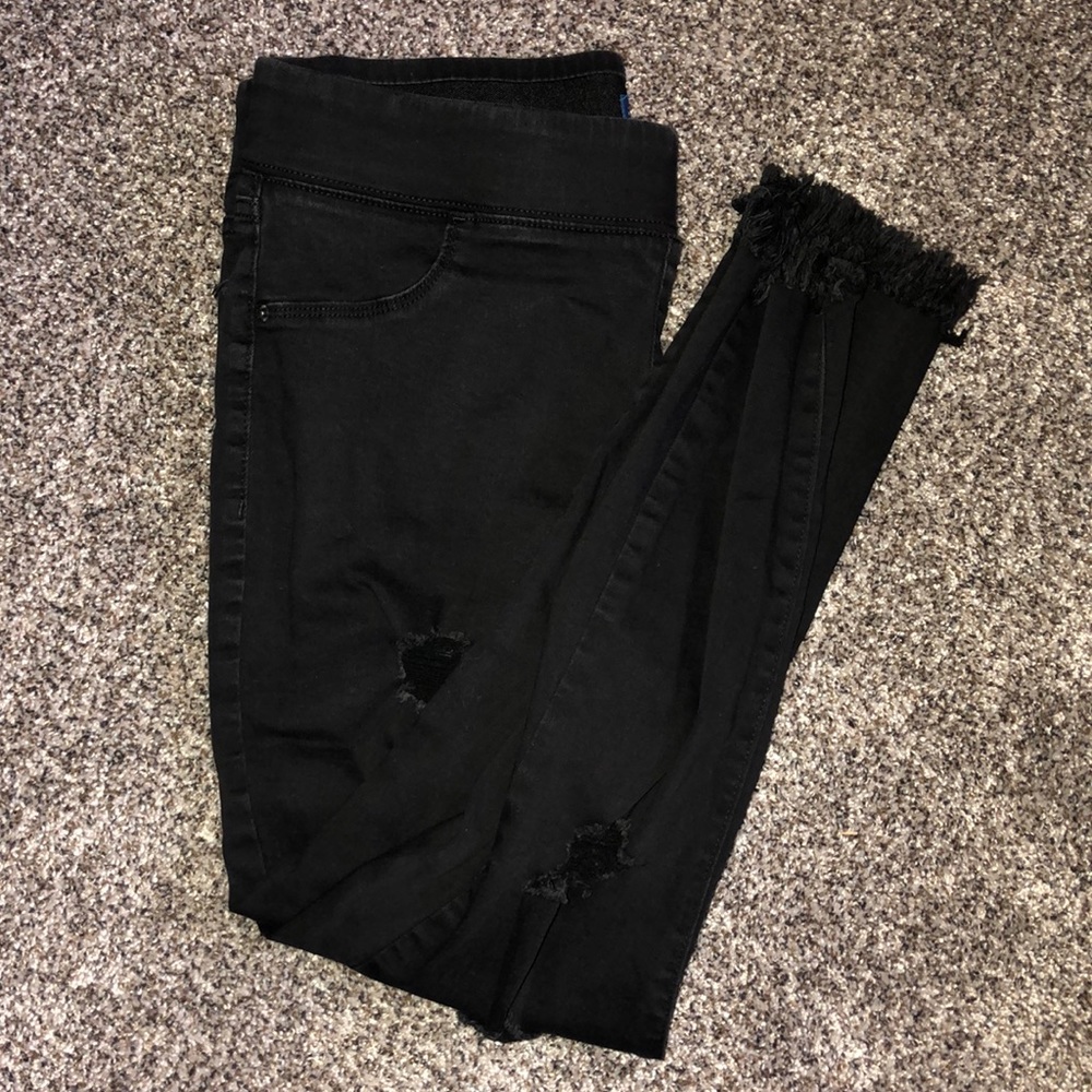 Distressed black Rockstar jegging
